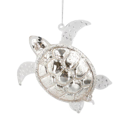Mercury Glass Turtle Ornament