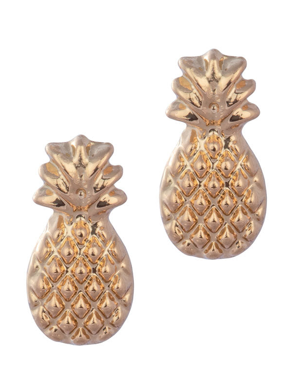 Pineapple Stud Earrings In Gold & Silver