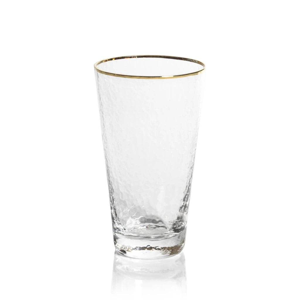 Negroni Hammered Tapered Ball Glasses with Gold Rim