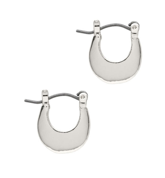 FINAL SALE Mini Crescent Hoop Earrings In Silver