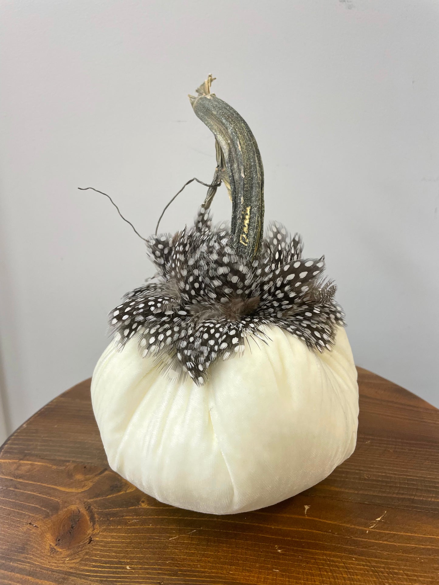 6 inch Pumpkins With Feather Collar