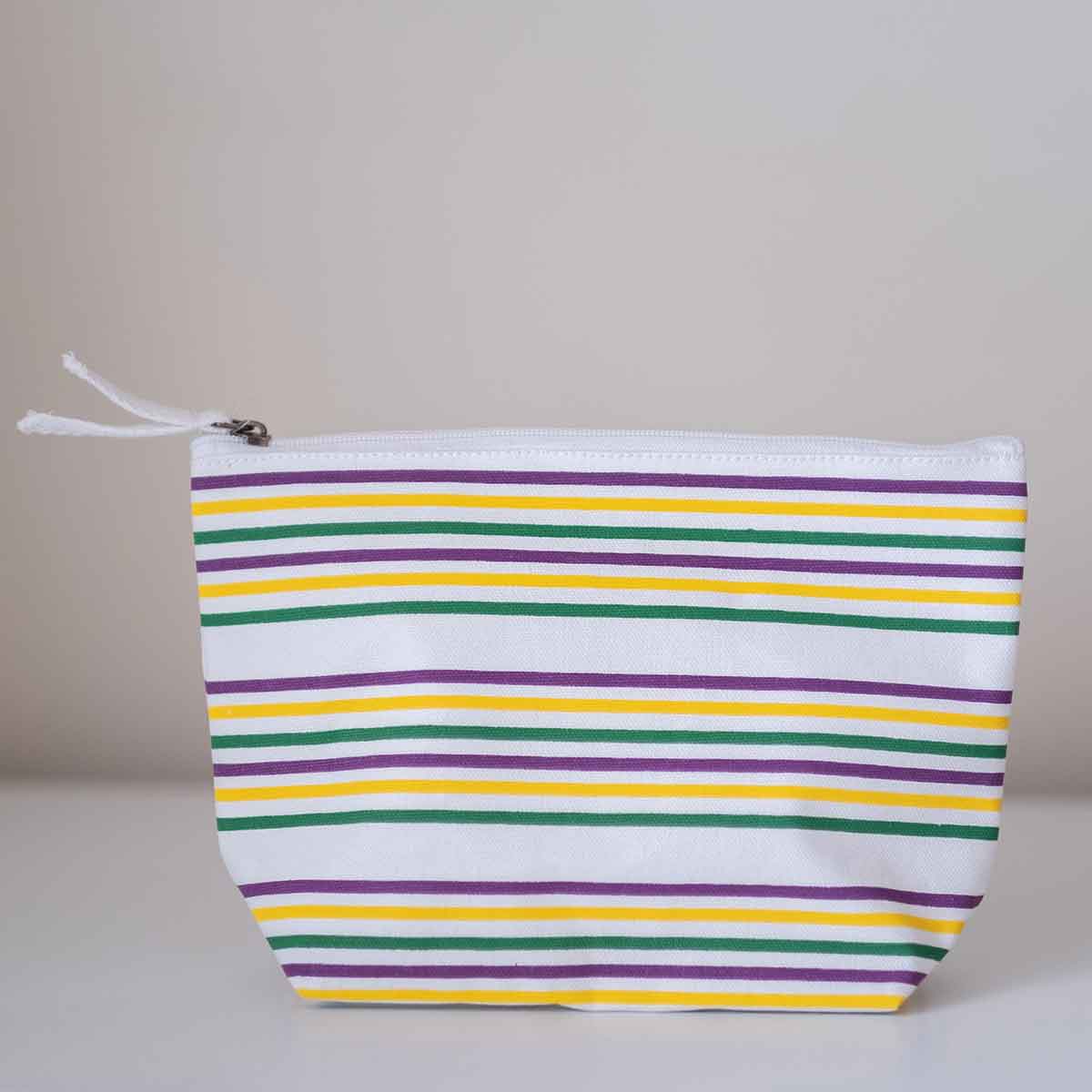 Mardi Gras Striped Cosmetic Bag