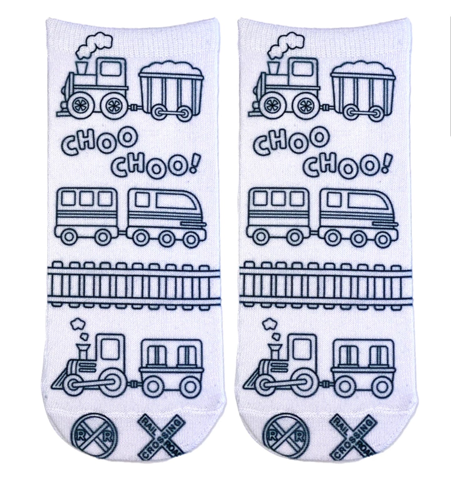 Trains Coloring Socks